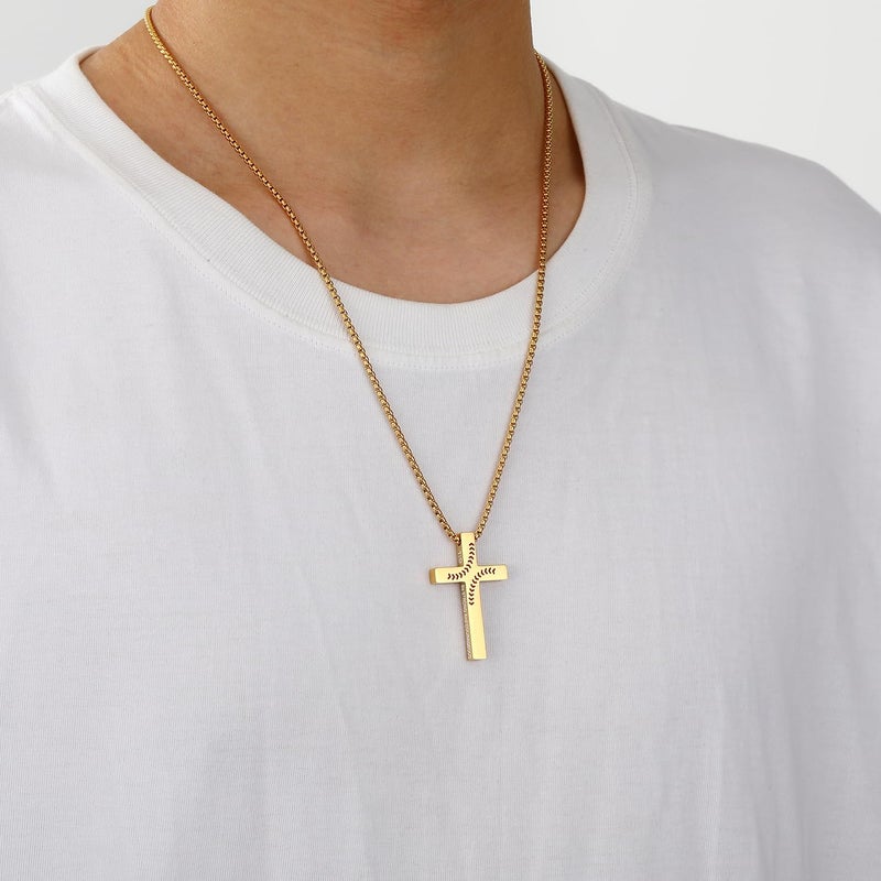 VULETO Baseball Bible Verse Cross Necklace for Boys Men, Stainless Steel Cross Pendant Baseball Valentines Christian Religious Jewelry Christmas Gifts for Teen Boys Kids Teens - Image 2